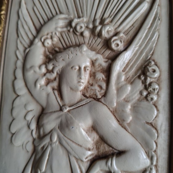 Vtg Dart Int Cherub Angel Goddess Wall Hanging Decor Ethereal Gold Frame - Picture 4 of 12